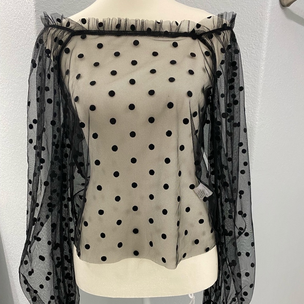 Off shoulder sheer black top